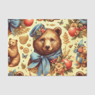 Cute Vintage Bear Watercolor Tissue Paper