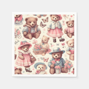 Cute Vintage Bears Seamless Napkin