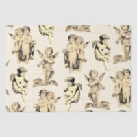 Cute Vintage Beige Baby Cherub Cupid Angels