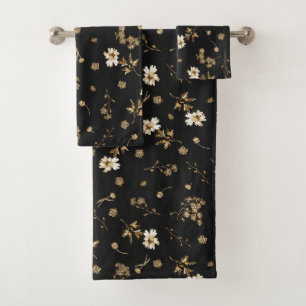 Cute Vintage Beige Daisy Pattern Bath Towel Set