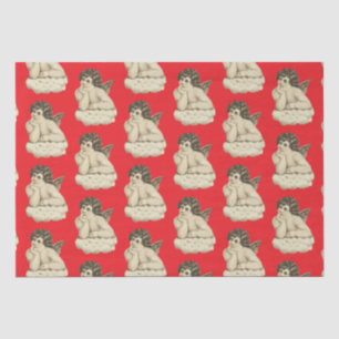 Cute Vintage Beige Red Cherub Angel Tissue Paper