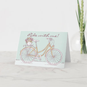 Cute Vintage Bicycle Flower Basket Greeting Card