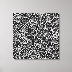 Cute Vintage black and white roses Canvas Print