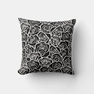 Cute Vintage black and white roses Cushion