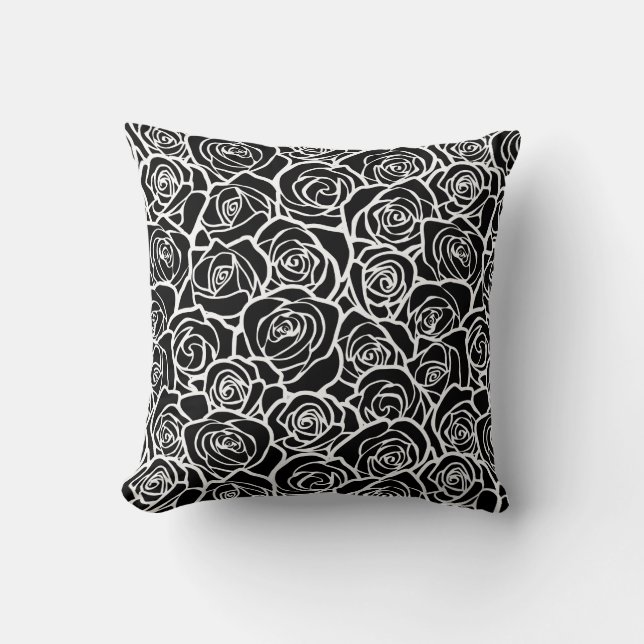 Cute Vintage black and white roses Cushion (Front)