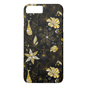 Cute vintage black golden floral pattern Case-Mate iPhone case