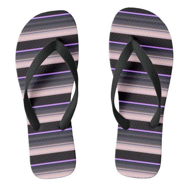Cute vintage black grey stripes jandals (Footbed)