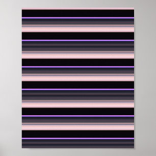 Cute vintage black grey stripes poster