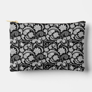 Cute vintage black white paisley patterns accessory pouch