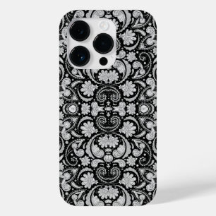 Cute vintage black white paisley patterns Case-Mate iPhone 14 pro case