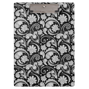 Cute vintage black white paisley patterns clipboard
