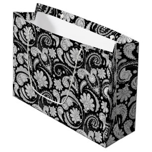 Cute vintage black white paisley patterns large gift bag