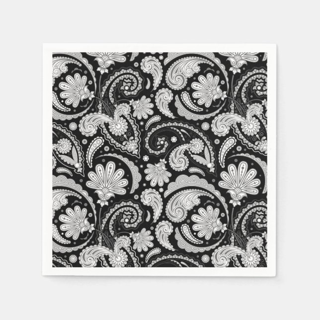 Cute vintage black white paisley patterns napkin (Front)