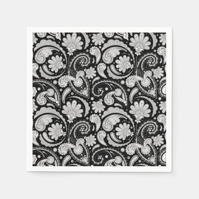 Cute vintage black white paisley patterns napkin (Front)
