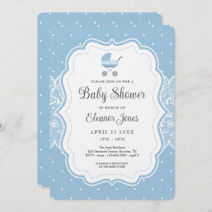 Cute Vintage Blue Baby Shower Invitation