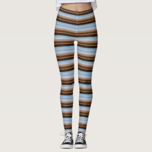 Cute vintage blue brown stripes leggings