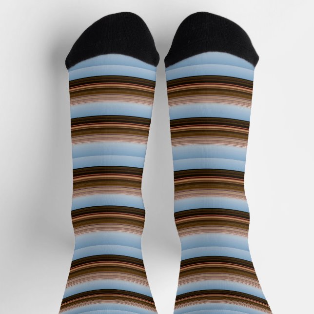 Cute vintage blue brown stripes socks (Top)
