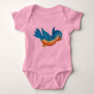 Cute vintage bluebird baby bodysuit