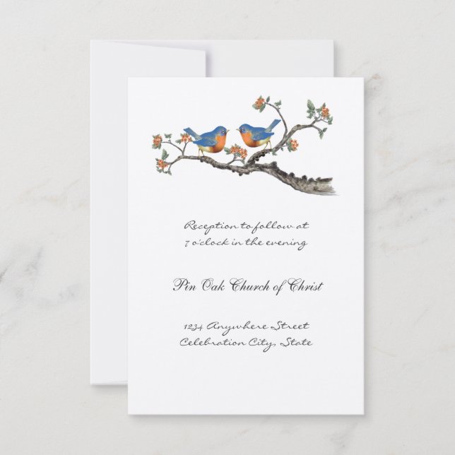 Cute Vintage Bluebirds Wedding Invitations (Front)
