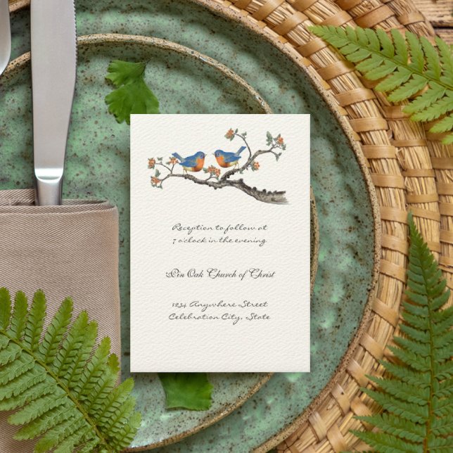 Cute Vintage Bluebirds Wedding Invitations (Creator Uploaded)