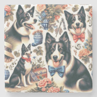 Cute Vintage Border Collie Illustration