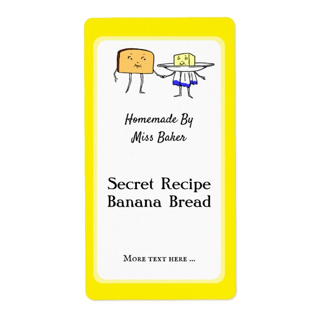 Cute Vintage Bread and Butter Editable Baking (Front)