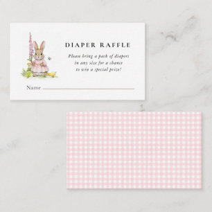 Cute Vintage bunny Baby girl shower diaper raffle  Enclosure Card