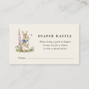 Cute Vintage Bunny Baby shower diaper raffle  Enclosure Card