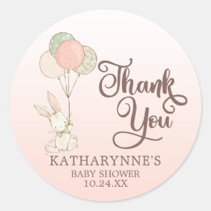 Cute Vintage Bunny Baby Shower Thank You Classic Round Sticker