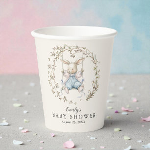 Cute Vintage Bunny Girl Baby Shower Paper Cups