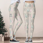 Cute Vintage Burlap Stamp Christmas Tree Pattern  Leggings<br><div class="desc">Introducing the Cute Vintage Burlap Stamp Christmas Tree Pattern Leggings! These festive leggings feature a whimsical design of Christmas trees and a classic vintage car carrying a Christmas tree, all set against a rustic burlap-inspired background. Perfect for adding a cute and stylish touch to your holiday wardrobe, these leggings combine...</div>