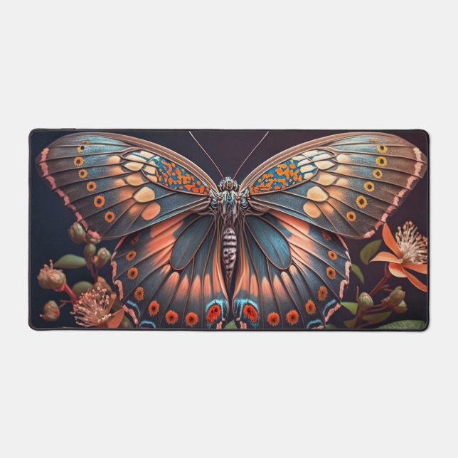 Cute Vintage Butterfly Illustration Desk Mat (Front)
