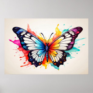 Cute Vintage Butterfly Illustration Doodle Poster