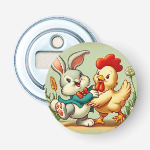 Cute, vintage cartoon Chicken & Rabbit Bottle Opener
