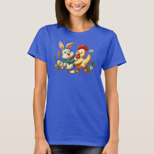 Cute, vintage cartoon Chicken & Rabbit T-Shirt