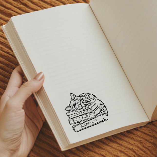 Cute Vintage Cat Bookplate  Rubber Stamp (Creator Uploaded)