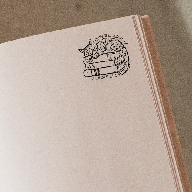 Cute Vintage Cat Library Rubber Stamp (Creator Uploaded)