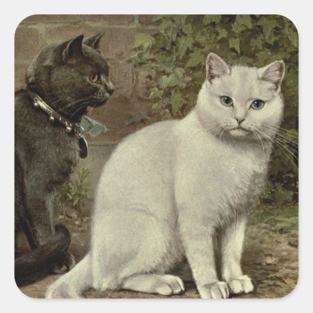 cute vintage cat lovers Square Sticker (Front)