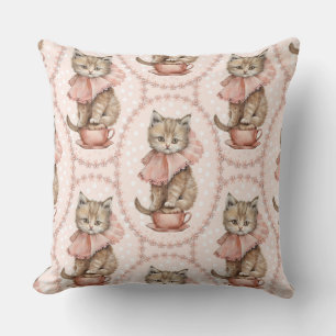Cute vintage cat retro watercolor cushion