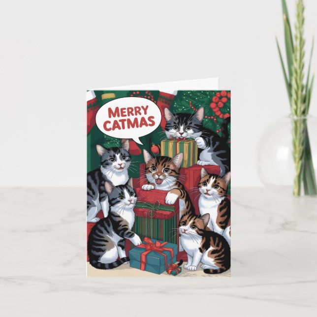 Cute vintage cats christmas card (Front)