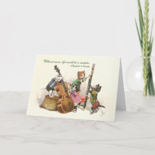 Cute Vintage Cats Playing Music Card