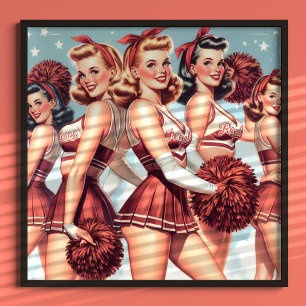Cute Vintage Cheerleaders Poster