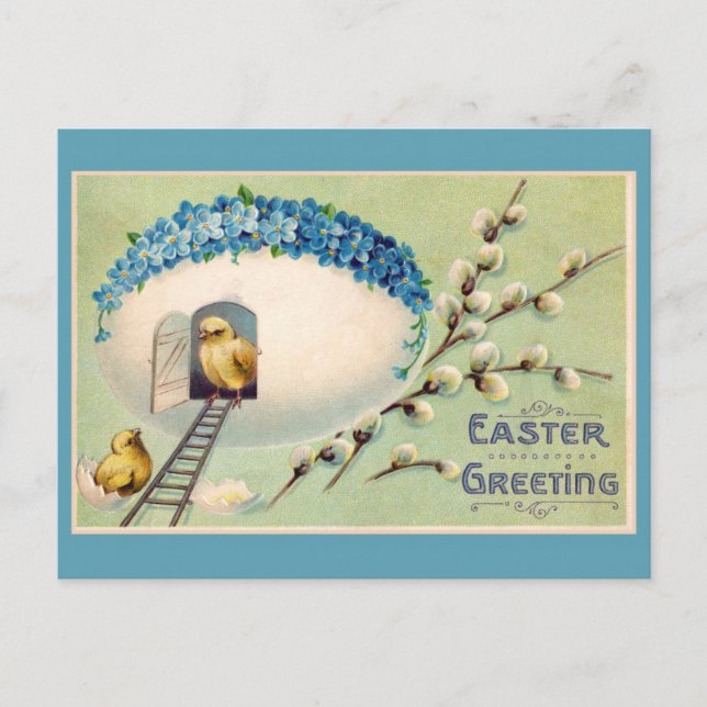 Cute Vintage Chicks Easter Greetings Postcard (Front)
