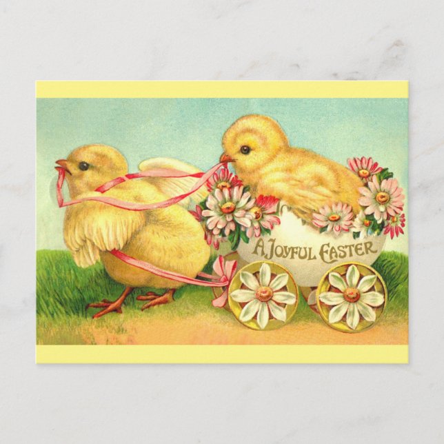 Cute Vintage Chicks Joyful Easter Greetings Postcard (Front)