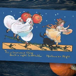 Cute Vintage Children Spooked on Halloween Night Tissue Paper