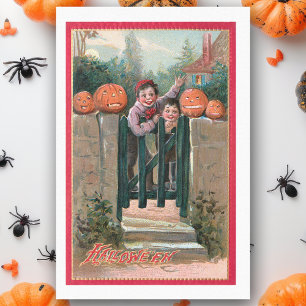 Cute Vintage Children with Halloween Pumpkins Tissue Paper