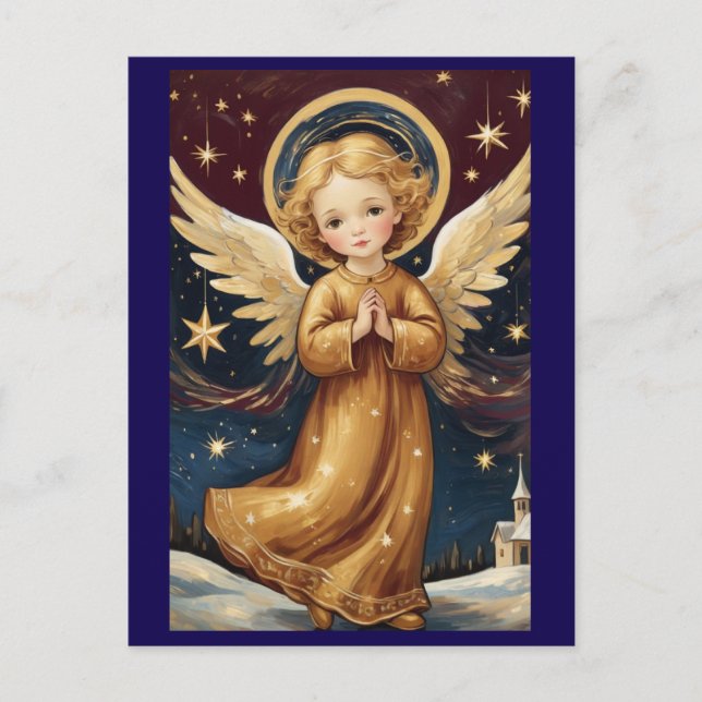 Cute Vintage Christmas Angel Custom Message Postcard (Front)