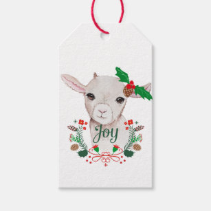 Cute Vintage Christmas Baby Goat - Joy Gift Tags