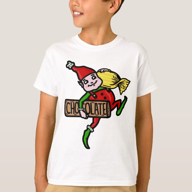 Cute Vintage Christmas Elf with Candy T-Shirt (Front)