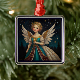 Cute Vintage Christmas Eve Angel Metal Tree Decoration